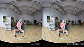 Blonde Amateur Strips Natural Tits In Vr!