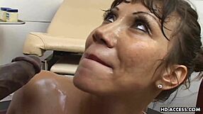 Big tits asian enjoying some interracial action