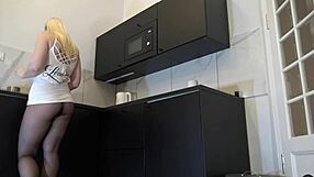 Big Tits Big Ass Hot Tall Blonde Amateur Wife Rides Hard in Kitchen for Homemade Porn Casting Interview.