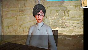 small tits anime girl in my new family series