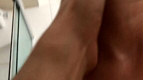 Amateur couple enjoys bathroom activities together