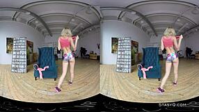 Blonde Amateur Strips Natural Tits In Vr!