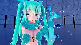 Blue K Nights in Ray-MMD 3D VR180 with Cat Fate Cosplay Adult Miku Girls