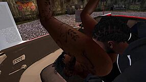 Black Man Fucks Ebony Woman Hard At Drive-In Movie Theater