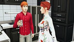 परिपक्व महिला का फ्री हेंटाई, सौतेले बेटे को मरोड़ते पकड़कर चोदा।