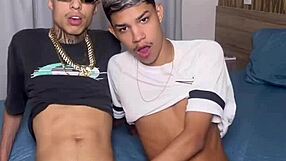 My nosy Brazilian neighbor got a hard lesson with teen gay pounding