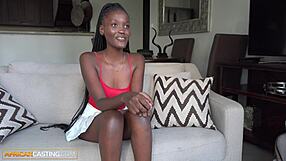 Amateur black model gags on big white cock in deepthroat and reverse cowgirl.