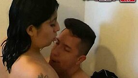 AlexxxTreme spies on roommate's big tits and pussy in shower