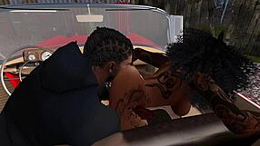 Black Man Fucks Ebony Woman Hard At Drive-In Movie Theater