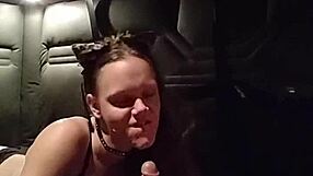 kitty gives an intense blowjob with buttplug in ass for bdsm fun!