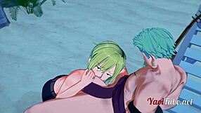 Zoro And Sanji Engage In Handjob And Blowjob On Beach