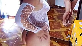 Undressing sensual bodysuit and black panties for anal play?