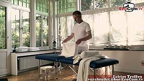 Skinny German teen seduces during intimate sex massage.