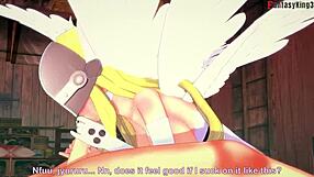 Angelwoman’s erotic journey with three Digimon in a fantasy world