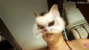 Damn! Lovely masked slave blows master and rides doggy style hard.