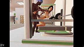 bent over anal doggystyle in gym with big cock