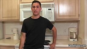 young guy interacts with mature woman in a personal way