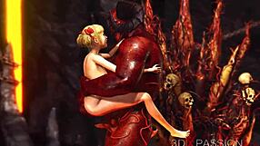 devil growls, bend over, hot girl, take my monster cock deep in hell!
