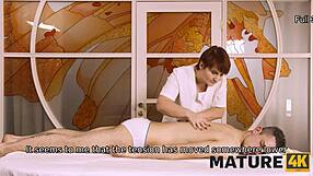 mature woman enjoys fun with client at massage parlor