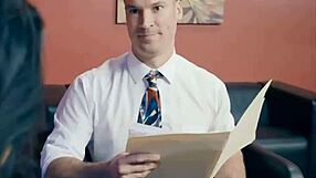 Busty Office Slut in Stockings Sucks and Takes Anal at Work