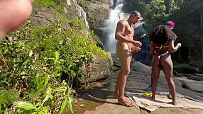 Amateur backstage fuck of 18-year-old ebony at outdoor waterfall! Complete on Red and Cher!