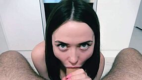 secret blowjob in a shop’s changing room, my girlfriend gets wild with amateurs.