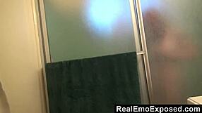 Surprising Emo Girlfriend's Dildo Masturbation In The Shower