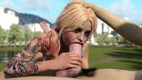 Feeling The Intensity As Harley Quinn Deepthroats Huge White Dick Passionately.