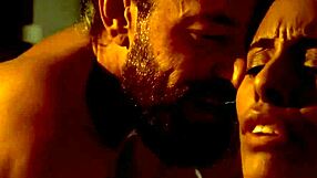 in sensual moments, she bends over in lingerie for doggystyle oral and masturbation, watched by voyeur