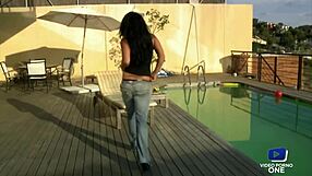 yesenia rock strips on the balcony, ripping clothes in front of neighbors for sexy latina milf pov