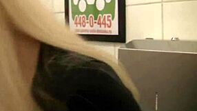 Real Couple Goes Hard with Raunchy Sex in Public Restroom Stall.