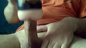 White boy moans while jerking his fat cock with toy 😍