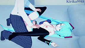 Hatsune Miku and Kagamine Rin dive into intense vocaloid hentai sex
