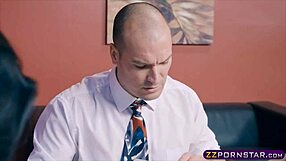 Busty Office Slut in Stockings Sucks and Takes Anal at Work