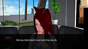 Beautiful anime Redhead in hot erotic game action