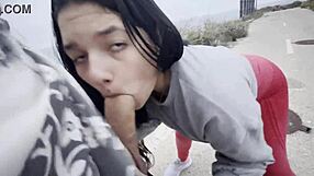 A beautiful brunette gets 200 euros to suck me off