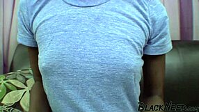 Ebony amateur deepthroats a thick white cock with sloppy skill.