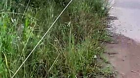 Gay amateur gets surprised while working outdoors publicly