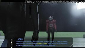 In a wild 3D game, fat mature babe moves the football chains