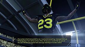 In a wild 3D game, fat mature babe moves the football chains