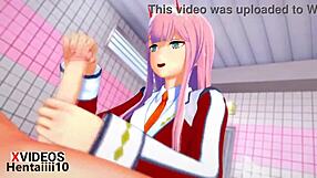 zero two delivers intense blowjob in hentai