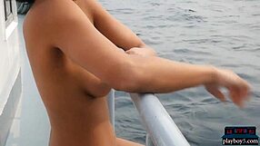 exotic playboy model undresses outdoors and on a boat