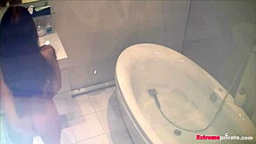 Spying On Stepdaughter Scarlett Toying Secretly In Bathroom