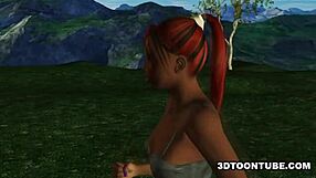 Two Bi 3D Babes Lick Each Other and Share a Cock