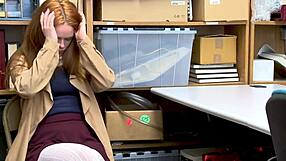 Redhead Ella gets drilled in doggystyle at the office