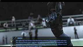 In a wild 3D game, fat mature babe moves the football chains