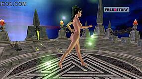 cute indian girl in 3d cartoon giving sexy poses and masturbating with banana