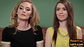 dom bends bound submissives for group bdsm licking