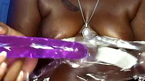 in this gay ebony scene, a guy with big ass and natural tits enjoys double penetration and wet fingering while masturbating solo