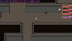 Horny slut exposes big tits to class in hentai game